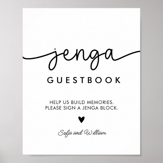 Poster Panneau du livre d'invité Jenga Mariage imprimable (Devant)