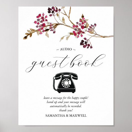 Poster Panneau du livre d'invité Rustic Mariage Audio (Devant)