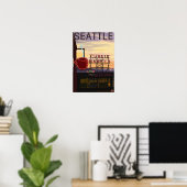 Poster Panneau du marché de SeattlePike Place et vue sur  (Bureau à domicile)