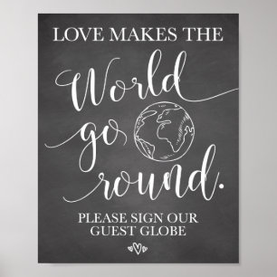 Poster Panneau du Mariage du Globe invité