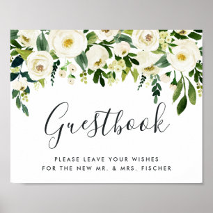 Poster Panneau du Mariage floral Alabaster