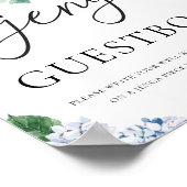 Poster Panneau du Mariage Floral Blue Hydrangea (Coin)