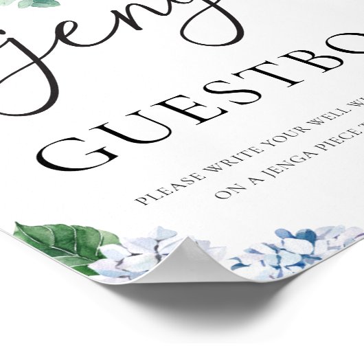 Poster Panneau du Mariage Floral Blue Hydrangea (Coin)