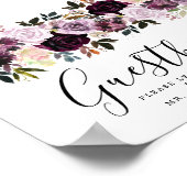 Poster Panneau du Mariage Floral rose pourpre (Coin)