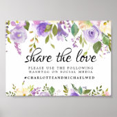 Poster Panneau du Mariage Floral Violet Rustique (Devant)