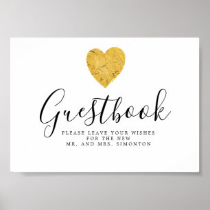 Poster Panneau du Mariage Gold Foil Heart