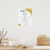 Poster Panneau du menu boissons mariage tournesol floral  (Cuisine)