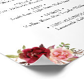 Poster Panneau du menu des boissons mariage marsala flora (Coin)