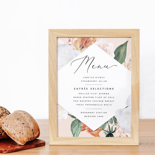 Poster Panneau du menu Mariage Boho Blooms