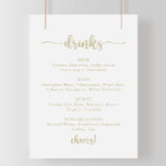 Poster Panneau du menu Mariage de calligraphie or<br><div class="desc">Ce panneau de menu en calligraphie or mariage est parfait pour un mariage rustique. Le design sobre et élégant présente une typographie de script classique et sophistiquée en or.</div>