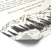 Poster Panneau du menu Mariage Esquisse de montagne (Coin)