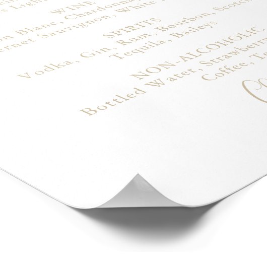 Poster Panneau du menu Mariage Gold Simple Minimalist (Coin)