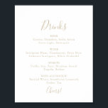 Poster Panneau du menu Mariage Gold Simple Minimalist<br><div class="desc">Cette affiche minimaliste or à la carte de boissons mariage est parfaite pour un mariage moderne. Le design sobre et élégant présente une typographie de script classique et sophistiquée en or.</div>