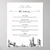 Poster Panneau du menu Mariage Skyline de New York (Devant)