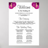 Poster Panneau du programme de cérémonie Mariage rose/or (Devant)