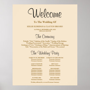 Poster Panneau du programme de cérémonie Mariage simple C