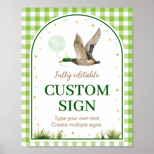 Poster Panneau d'une table d'anniversaire de canard chanc (Devant)