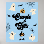 Poster Panneau Éffrayant Halloween bleu (Devant)