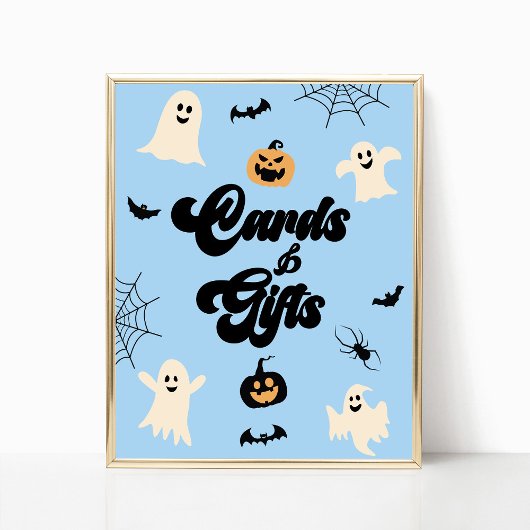 Poster Panneau Éffrayant Halloween bleu