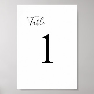 Poster Panneau élégant de numéro de table de mariage noir