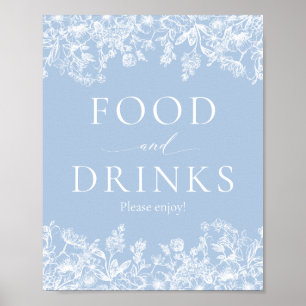 Poster Panneau Élégant Dusty Blue Wilfloral Food and Drac