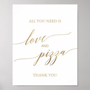 Poster Panneau Élégant en Calligraphie Dorée Amour et Piz