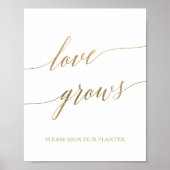 Poster Panneau élégant en calligraphie dorée Love Grows (Devant)