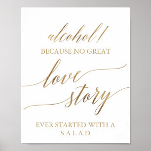 Poster Panneau élégant en calligraphie dorée sur l'alcool