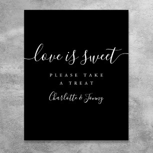 Poster Panneau élégant en noir et blanc Love Is Sweet écr