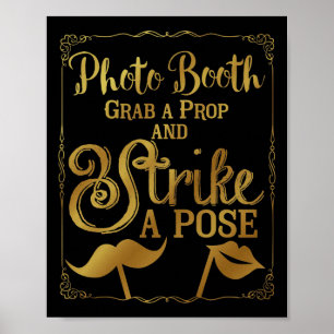 Poster Panneau élégant en or pour photobooth de mariage