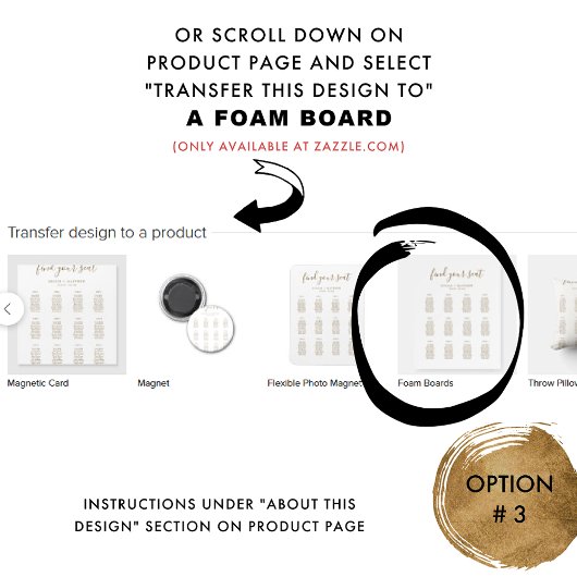 Poster Panneau élégant Mariage blanc et or