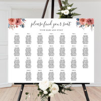 Panneau élégant Pink and Blue Floral Seal Chart