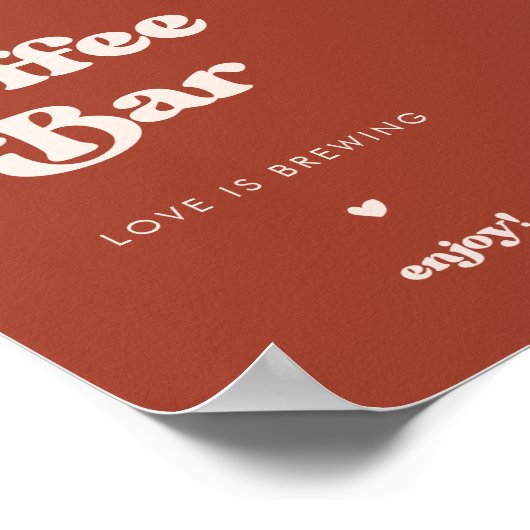 Poster Panneau élégant rétro Terracotta Mariage Coffee Ba (Coin)