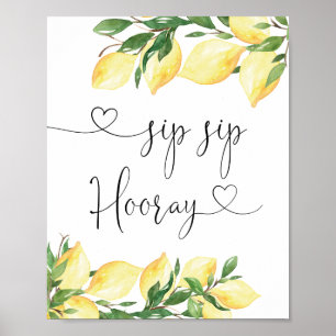 Poster Panneau Élégant "Sip Sip Hourra" pour Baby Shower