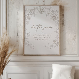 Poster Panneau élégant vintage sépia pour idée de soirée