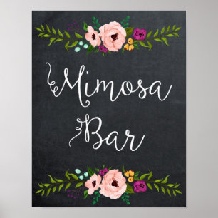 Poster panneau en damier mimosa barre signe floral