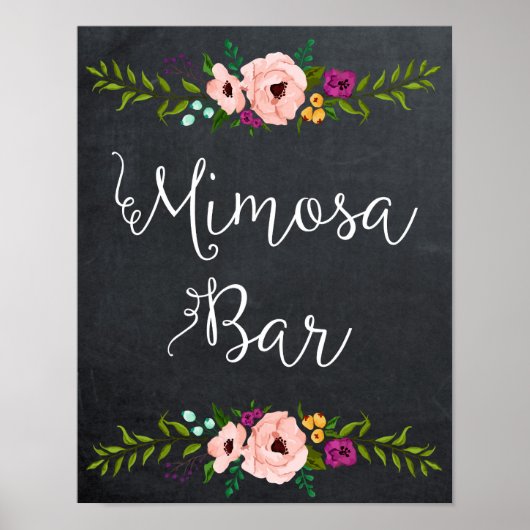 Poster panneau en damier mimosa barre signe floral (Devant)