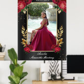 Poster Panneau en mousse noire et rouge Quinceañera (Bureau à domicile)