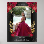 Poster Panneau en mousse noire et rouge Quinceañera (Devant)