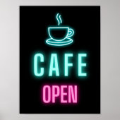 Poster Panneau Entreprise Open Cafe Neon (Devant)