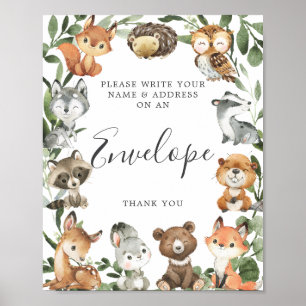 Poster Panneau Enveloppe Baby shower de l'adresse des ani