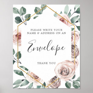 Poster Panneau Enveloppe du Baby shower d'adresse du Rose