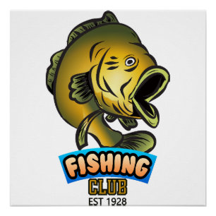 Poster Panneau et insignes du club de pêche