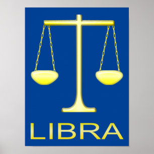 Poster Panneau étoile Balance dorée de Libra