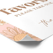 Poster Panneau Faveurs du Baby shower Fleur sauvage rétro (Coin)