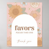 Poster Panneau Faveurs du Baby shower Fleur sauvage rétro (Devant)