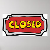 Poster Panneau Fermé Jaune Et Rouge (Devant)
