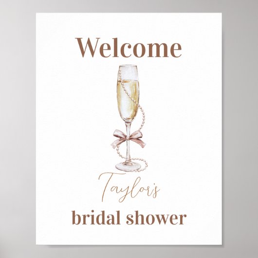 Poster Panneau Fête des mariées Champagne et Perles (Devant)