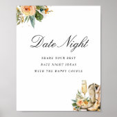 Poster Panneau Fête des mariées Date Night Boots and Bubl (Devant)