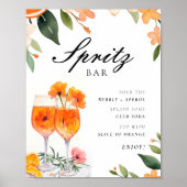 Poster Panneau Fête des mariées florale Aperol Spritz Bar (Devant)